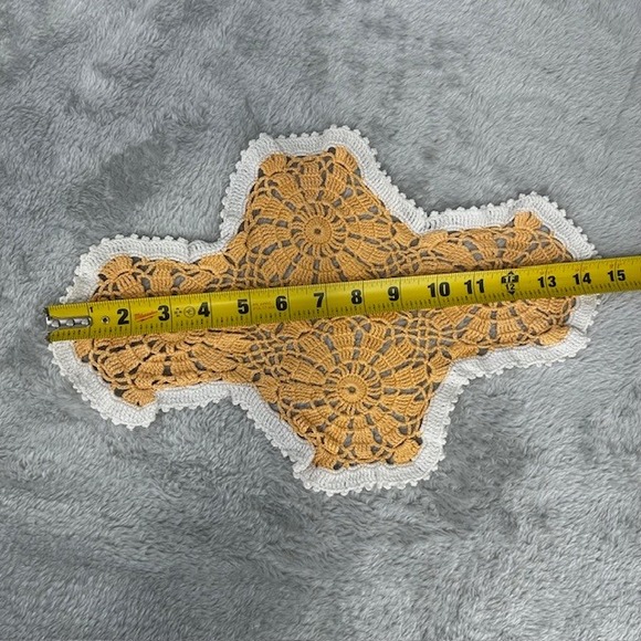 Lot of 2 Handmade Yellow Orange Crochet Doily Round Lace Table Centerpiece Decor - Picture 6 of 7